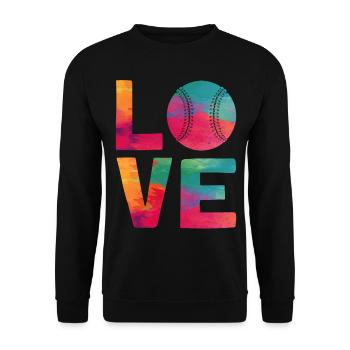 Baseball Fan Watercolor Love - Unisex Pullover - Schwarz - Vorne - Alina (178cm) & Michal (187cm)