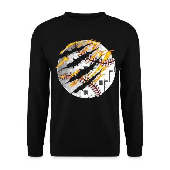 Baseball Fan Fire Vintage - Unisex Pullover - Schwarz - Vorne - Alina (178cm) & Michal (187cm)