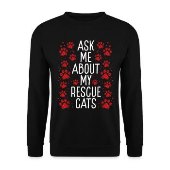Cat Rescuer Posez-moi des questions sur mes chats de sauvetage - Sweat-shirt Unisexe - noir - Devant - Alina (178cm) & Michal (187cm)