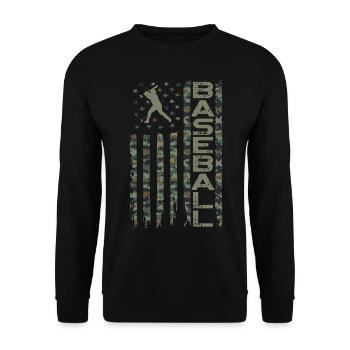 Baseball Fan Usa American Flag - Unisex Pullover - Schwarz - Vorne - Alina (178cm) & Michal (187cm)