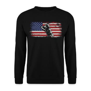 Baseball Fan Usa American Flag - Unisex Pullover - Schwarz - Vorne - Alina (178cm) & Michal (187cm)