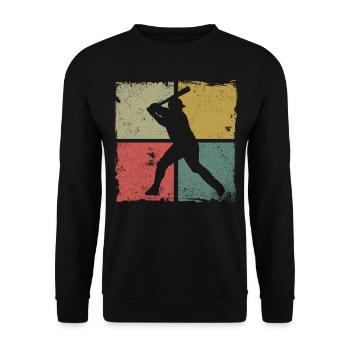 Baseball Fan Retro Vintage Batter - Unisex Pullover - Schwarz - Vorne - Alina (178cm) & Michal (187cm)