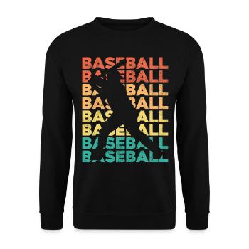Baseball Fan Retro Vintage Batter - Unisex Pullover - Schwarz - Vorne - Alina (178cm) & Michal (187cm)