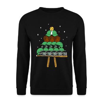Baseball Fan Christmas Tree - Unisex Pullover - Schwarz - Vorne - Alina (178cm) & Michal (187cm)