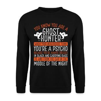 Halloween Ghost Hunting Camerca Drôle de chasseur de fantômes - Sweat-shirt Unisexe - noir - Devant - Alina (178cm) & Michal (187cm)