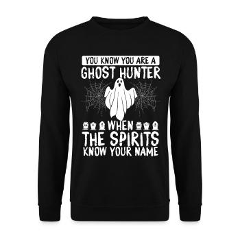 Halloween Ghost Hunting Spirits Drôle De Chasseur de Fantômes - Sweat-shirt Unisexe - noir - Devant - Alina (178cm) & Michal (187cm)