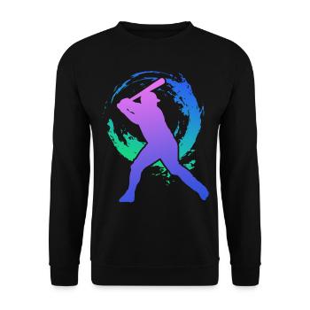 Baseball Fan Retro Vintage 80s 90s - Unisex Pullover - Schwarz - Vorne - Alina (178cm) & Michal (187cm)
