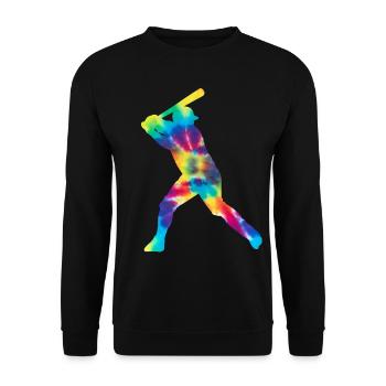 Baseball Fan Tie Dye Batter - Unisex Pullover - Schwarz - Vorne - Alina (178cm) & Michal (187cm)