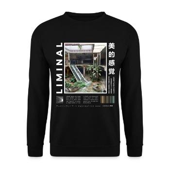 Liminal Spaces Retro 80s & 90s Aesthetic Vaporwave - Unisex Sweatshirt - black - Front - Alina (178cm) & Michal (187cm)