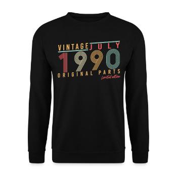 Vintage 1990 Juli - Unisex Pullover - Schwarz - Vorne - Alina (178cm) & Michal (187cm)