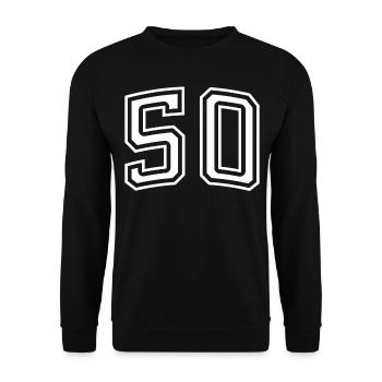 Number 50 White - Unisex Sweatshirt - black - Front - Alina (178cm) & Michal (187cm)