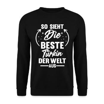 Türkiye Türkei Türkin Türkisches - Unisex Pullover - Schwarz - Vorne - Alina (178cm) & Michal (187cm)
