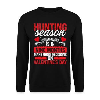 Hunting Season Valentines Day Wild Boar Hunter - Unisex Sweatshirt - black - Front - Alina (178cm) & Michal (187cm)