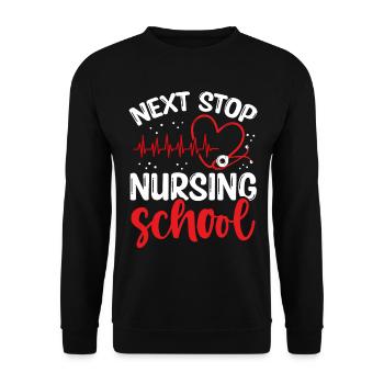 Funny Nursing Student Next Stop Nursing School - Unisex Sweatshirt - black - Front - Alina (178cm) & Michal (187cm)