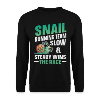 Snail Running Team Funny Snail Runner - Unisex Sweatshirt - black - Front - Alina (178cm) & Michal (187cm)