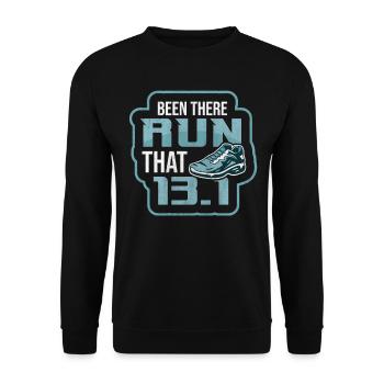 13.1 Been There Run That - Coureur de semi-marathon - Sweat-shirt Unisexe - noir - Devant - Alina (178cm) & Michal (187cm)