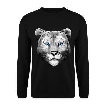 Leopard Kinder Tiere Damen Tiermotiv - Unisex Pullover - Schwarz - Vorne - Alina (178cm) & Michal (187cm)
