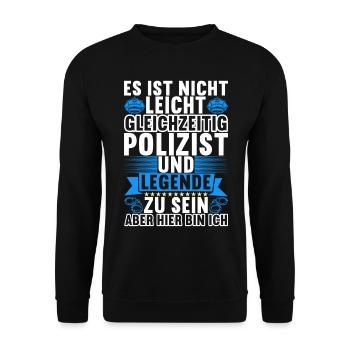 Polizei Polizist - Unisex Pullover - Schwarz - Vorne - Alina (178cm) & Michal (187cm)