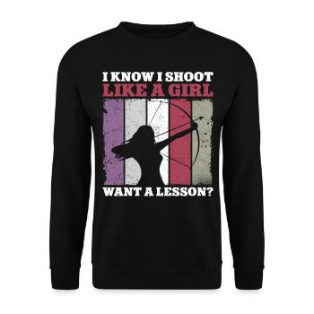 Archery Bow Archer Girl Vintage - Unisex Sweatshirt - black - Front - Alina (178cm) & Michal (187cm)