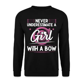 Archery Bow Archer Girl Never - Unisex Sweatshirt - black - Front - Alina (178cm) & Michal (187cm)