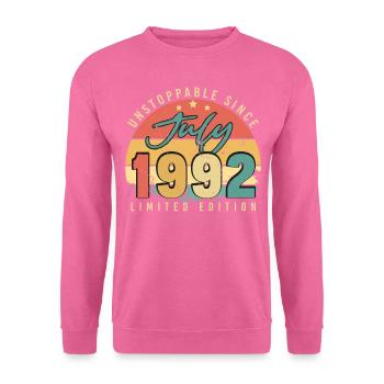 30 Jahre Juli 1992 - Unisex Pullover - Pink - Vorne
