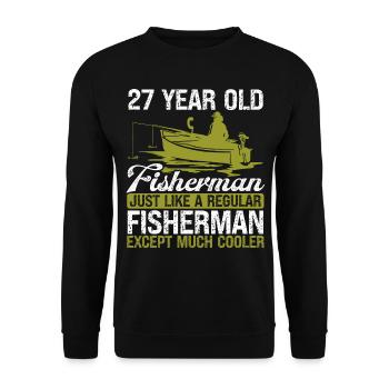 27 Year Old Fisherman Fishing Rod 27 Angler - Unisex Pullover - Schwarz - Vorne - Alina (178cm) & Michal (187cm)