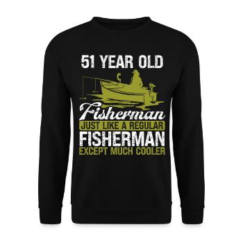 51 Year Old Fisherman Fishing Rod 51 Anglers - Unisex Sweatshirt - black - Front - Alina (178cm) & Michal (187cm)