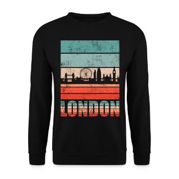 London Retro Skyline - Unisex Pullover - Schwarz - Vorne - Alina (178cm) & Michal (187cm)