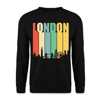 London Retro Vintage Skyline Stadt Heimat - Unisex Pullover - Schwarz - Vorne - Alina (178cm) & Michal (187cm)