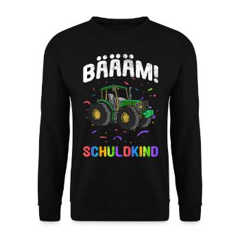 Einschulung | Bäääm! Schulkind - Unisex Pullover - Schwarz - Vorne - Alina (178cm) & Michal (187cm)