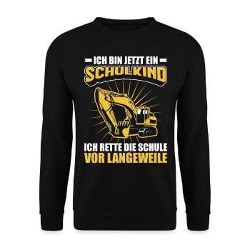 Einschulung Schulkind Schüler Jungen Geschenkidee - Unisex Pullover - Schwarz - Vorne - Alina (178cm) & Michal (187cm)