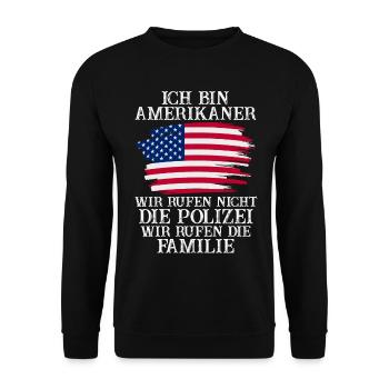 USA Amerikaner Amerika Amerikanisches - Unisex Pullover - Schwarz - Vorne - Alina (178cm) & Michal (187cm)