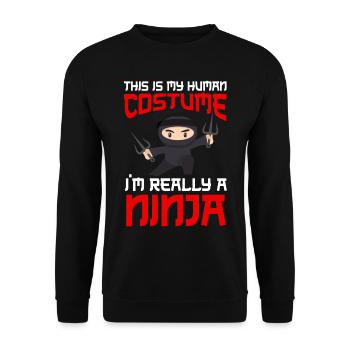 Ninja Tshirt Kids Men Ninjutsu - Unisex Sweatshirt - black - Front - Alina (178cm) & Michal (187cm)