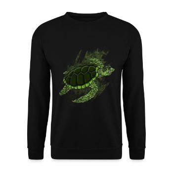 Turtle Relaxed Chilling Sea Ocean Beach - Unisex Sweatshirt - black - Front - Alina (178cm) & Michal (187cm)
