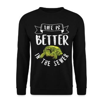 Tortue Détendue Chill Mer Océan Plage - Sweat-shirt Unisexe - noir - Devant - Alina (178cm) & Michal (187cm)