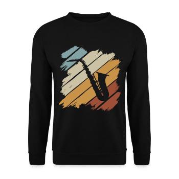 Jazz Geschenk Saxophon Musik Instrument Blasmusik - Unisex Pullover - Schwarz - Vorne - Alina (178cm) & Michal (187cm)
