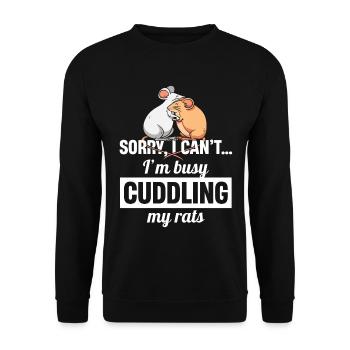 Rat Cuddling Pet Owner Rodent Rat Lovers - Unisex Pullover - Schwarz - Vorne - Alina (178cm) & Michal (187cm)
