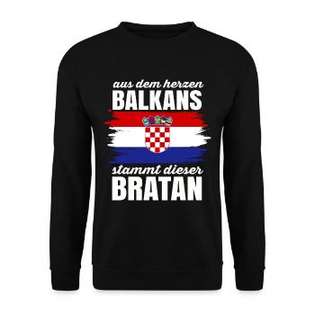 Kroatien Geschenk Herkunft Zagreb Hrvatska Heimat - Unisex Pullover - Schwarz - Vorne - Alina (178cm) & Michal (187cm)