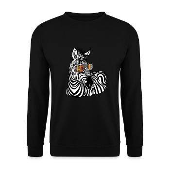 Zebra Gift Black and White Safari Savannah Steppe - Unisex Sweatshirt - black - Front - Alina (178cm) & Michal (187cm)