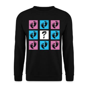 Baby Reveal Baby Ankündigung Gender Reveal - Unisex Pullover - Schwarz - Vorne - Alina (178cm) & Michal (187cm)