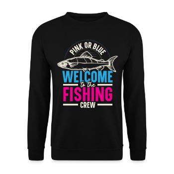 Rosa oder blau Willkommen bei der Fischer-Crew - Unisex Pullover - Schwarz - Vorne - Alina (178cm) & Michal (187cm)