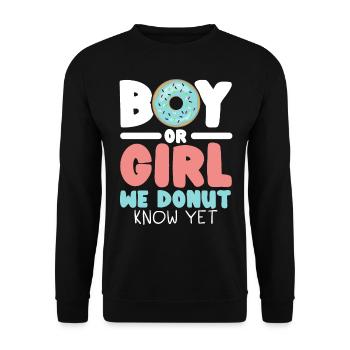 Junge oder Mädchen Wir wissen es noch nicht Baby-A - Unisex Pullover - Schwarz - Vorne - Alina (178cm) & Michal (187cm)