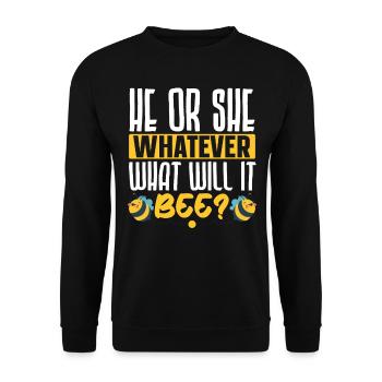 Er oder Sie Was auch immer wird es sein Baby Revea - Unisex Pullover - Schwarz - Vorne - Alina (178cm) & Michal (187cm)