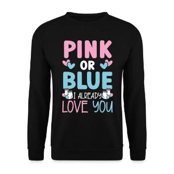 Rosa oder blau Ich liebe dich schon Baby Ankündigu - Unisex Pullover - Schwarz - Vorne - Alina (178cm) & Michal (187cm)