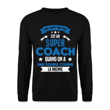 On Sait Qu'on Est Un Super Coach - Sweat-shirt Unisexe - noir - Devant - Alina (178cm) & Michal (187cm)
