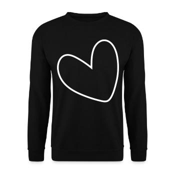Simple White Heart - Unisex Sweatshirt - black - Front - Alina (178cm) & Michal (187cm)