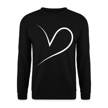 Halbes Herz Weiss - Unisex Pullover - Schwarz - Vorne - Alina (178cm) & Michal (187cm)