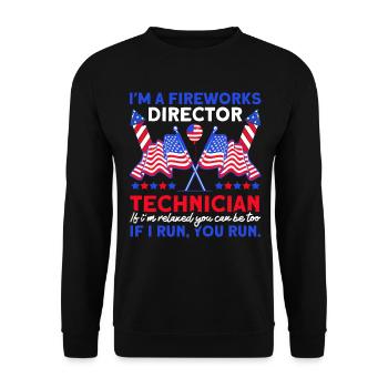 Drôle de feu d’artifice pyrotechnicien disant - Sweat-shirt Unisexe - noir - Devant - Alina (178cm) & Michal (187cm)