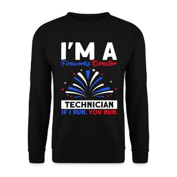 Drôle de feu d’artifice pyrotechnicien disant - Sweat-shirt Unisexe - noir - Devant - Alina (178cm) & Michal (187cm)