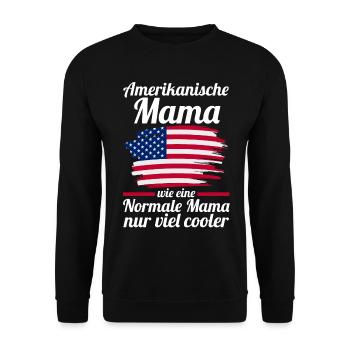 Amerikanerin AmerikanischeMama Amerikaner Mutter U - Unisex Pullover - Schwarz - Vorne - Alina (178cm) & Michal (187cm)